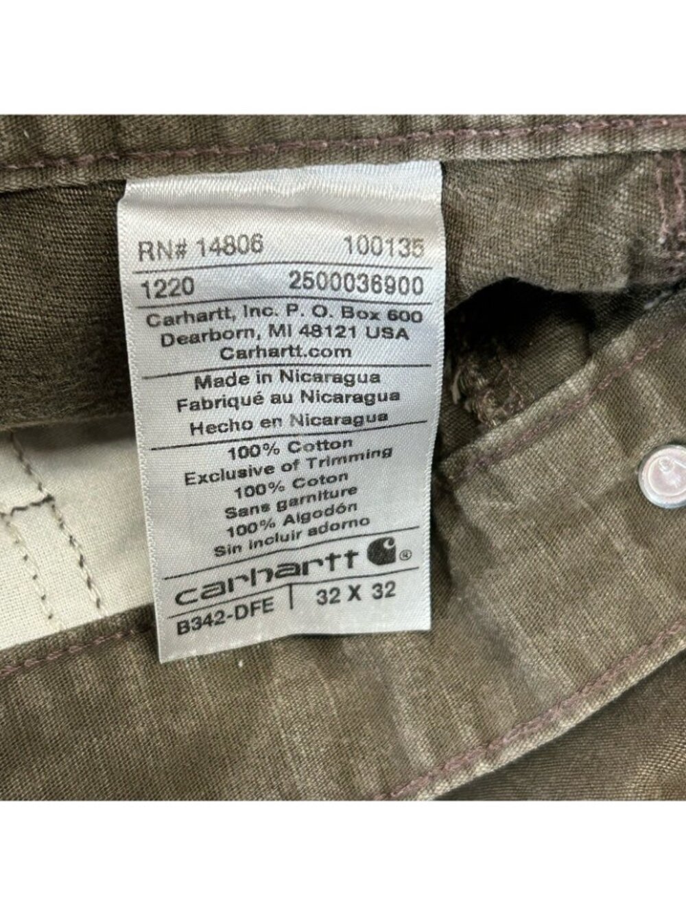 Carhartt B342 DFE Mens 32x32 Ripstop Double Front Knee Utility Cargo Pants Brown - Picture 3 of 16